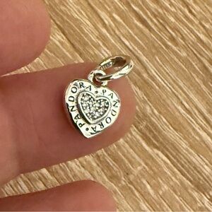 Pandora Silver Heart Pendant with Sparkling Center